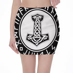 Black And White Mjolnir Print Pencil Mini Skirt