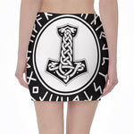 Black And White Mjolnir Print Pencil Mini Skirt