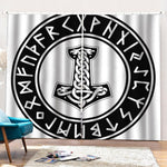Black And White Mjolnir Print Pencil Pleat Curtains