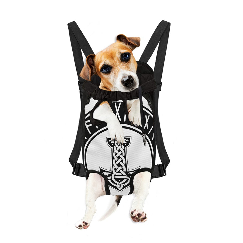 Black And White Mjolnir Print Pet Carrier Backpack
