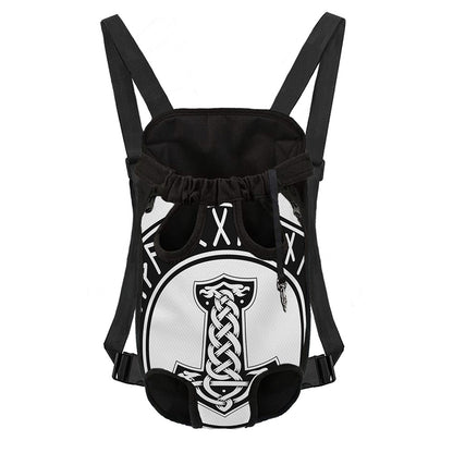 Black And White Mjolnir Print Pet Carrier Backpack