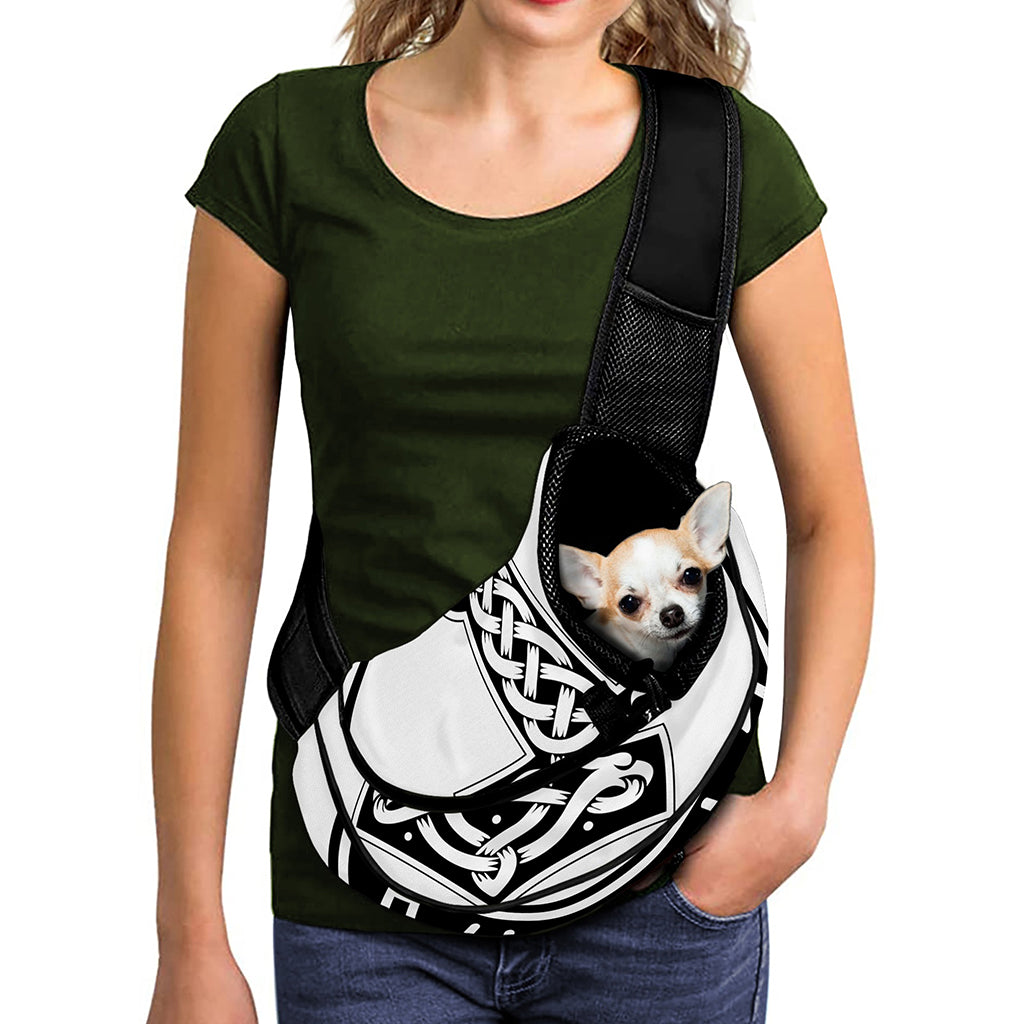 Black And White Mjolnir Print Pet Sling Carrier
