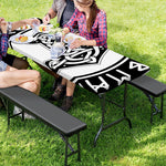 Black And White Mjolnir Print Picnic Table Cover
