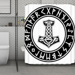 Black And White Mjolnir Print Polyester Shower Curtain