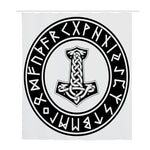 Black And White Mjolnir Print Polyester Shower Curtain