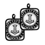 Black And White Mjolnir Print Pot Holders