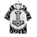 Black And White Mjolnir Print Rayon Hawaiian Shirt
