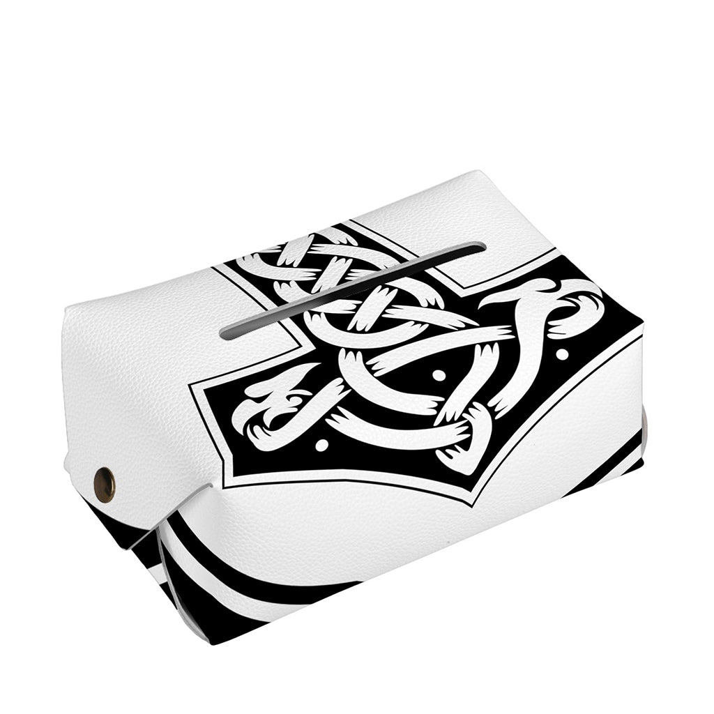 Black And White Mjolnir Print Rectangle Tissue Box Cover