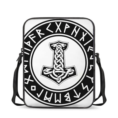Black And White Mjolnir Print Rectangular Crossbody Bag