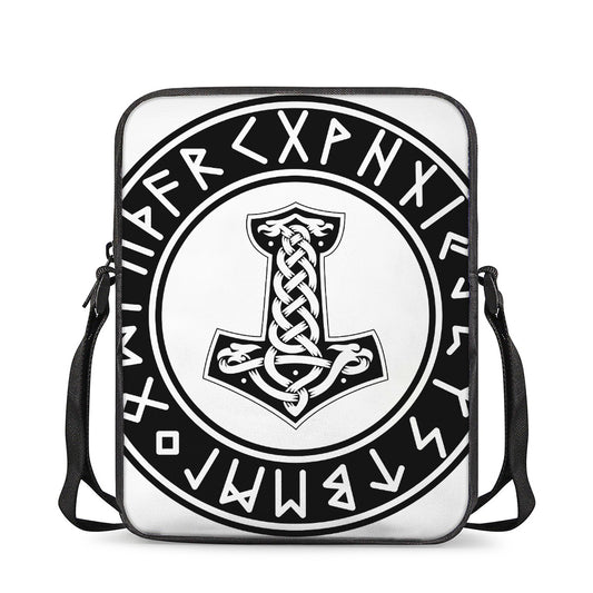 Black And White Mjolnir Print Rectangular Crossbody Bag