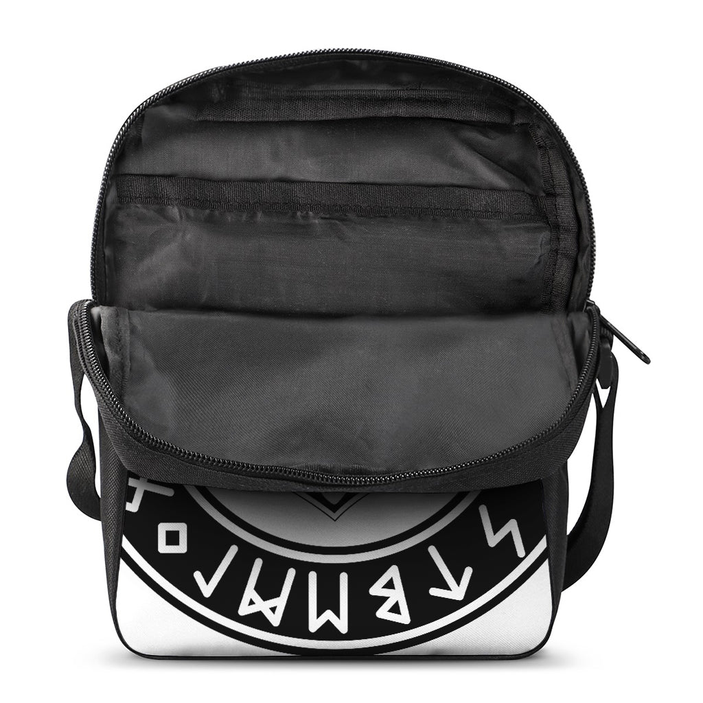 Black And White Mjolnir Print Rectangular Crossbody Bag