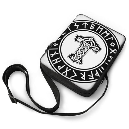 Black And White Mjolnir Print Rectangular Crossbody Bag