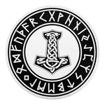 Black And White Mjolnir Print Round Blanket