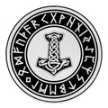 Black And White Mjolnir Print Round Floor Mat