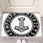 Black And White Mjolnir Print Rubber Doormat