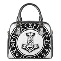 Black And White Mjolnir Print Shoulder Handbag