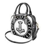 Black And White Mjolnir Print Shoulder Handbag
