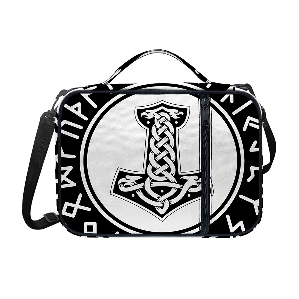 Black And White Mjolnir Print Shoulder Strap Bible Bag