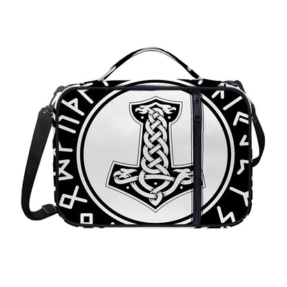 Black And White Mjolnir Print Shoulder Strap Bible Bag
