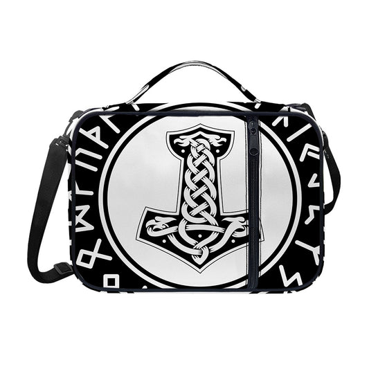 Black And White Mjolnir Print Shoulder Strap Bible Bag