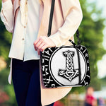 Black And White Mjolnir Print Shoulder Strap Bible Bag