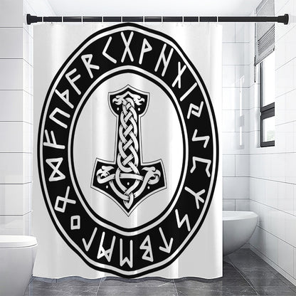 Black And White Mjolnir Print Shower Curtain