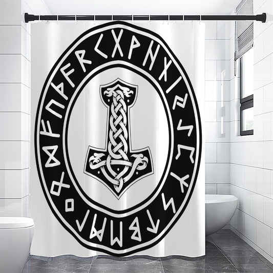 Black And White Mjolnir Print Shower Curtain