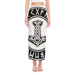 Black And White Mjolnir Print Side Slit Maxi Skirt