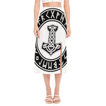 Black And White Mjolnir Print Side Slit Midi Skirt