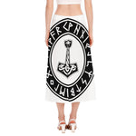 Black And White Mjolnir Print Side Slit Midi Skirt