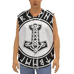 Black And White Mjolnir Print Sleeveless Baseball Jersey