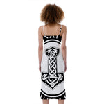 Black And White Mjolnir Print Slim Fit Midi Cami Dress