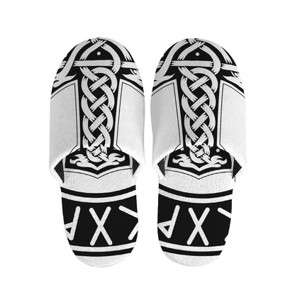 Black And White Mjolnir Print Slippers