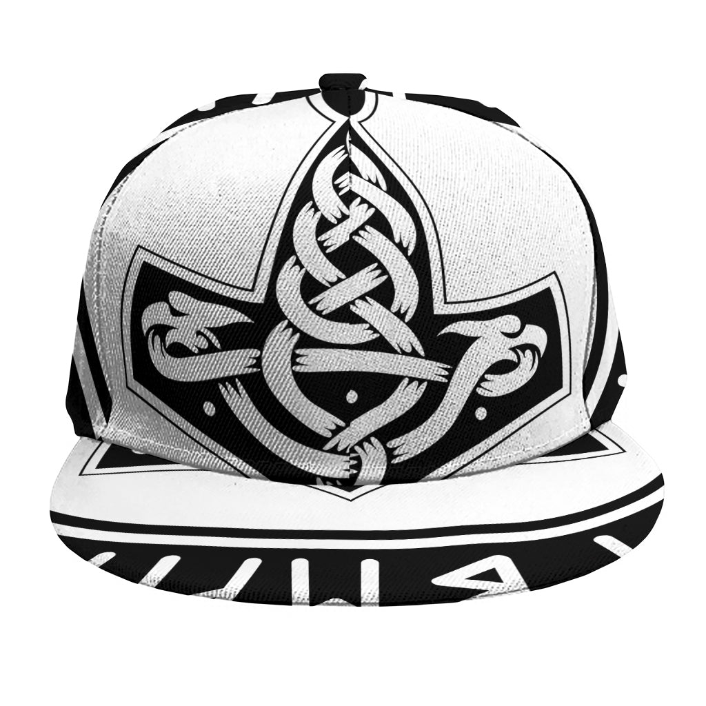 Black And White Mjolnir Print Snapback Cap