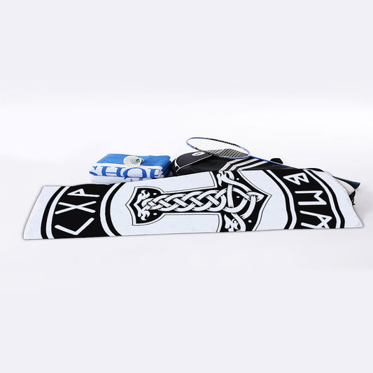 Black And White Mjolnir Print Sports Towel