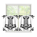 Black And White Mjolnir Print Tier Curtains