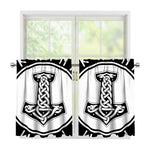 Black And White Mjolnir Print Tier Curtains