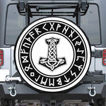 Black And White Mjolnir Print Tire Cover