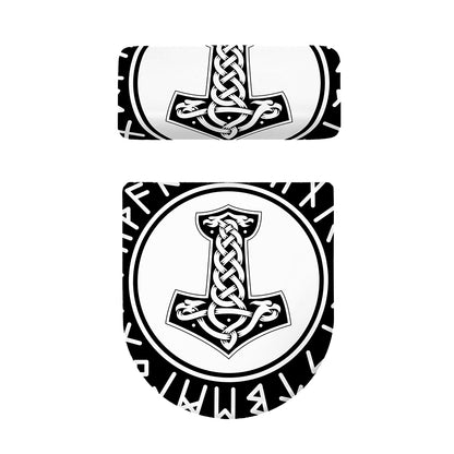 Black And White Mjolnir Print Toilet Lid And Tank Cover Set