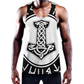 Black And White Mjolnir Print Men's Workout Tank Top