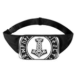 Black And White Mjolnir Print Waist Bag