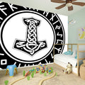 Black And White Mjolnir Print Wall Sticker