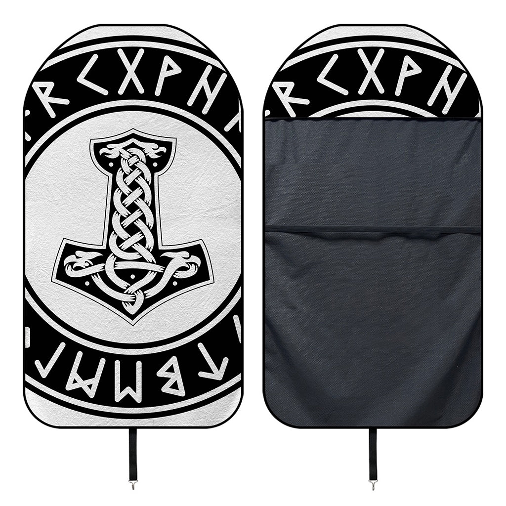Black And White Mjolnir Print Waterproof Car Seat Cover