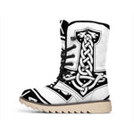 Black And White Mjolnir Print Winter Boots