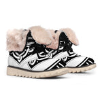 Black And White Mjolnir Print Winter Boots