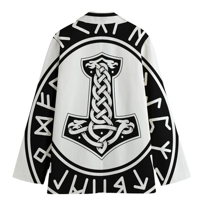 Black And White Mjolnir Print Women's Blazer