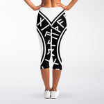 Black And White Mjolnir Print Women's Capri Leggings
