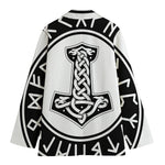 Black And White Mjolnir Print Women's Cotton Blazer