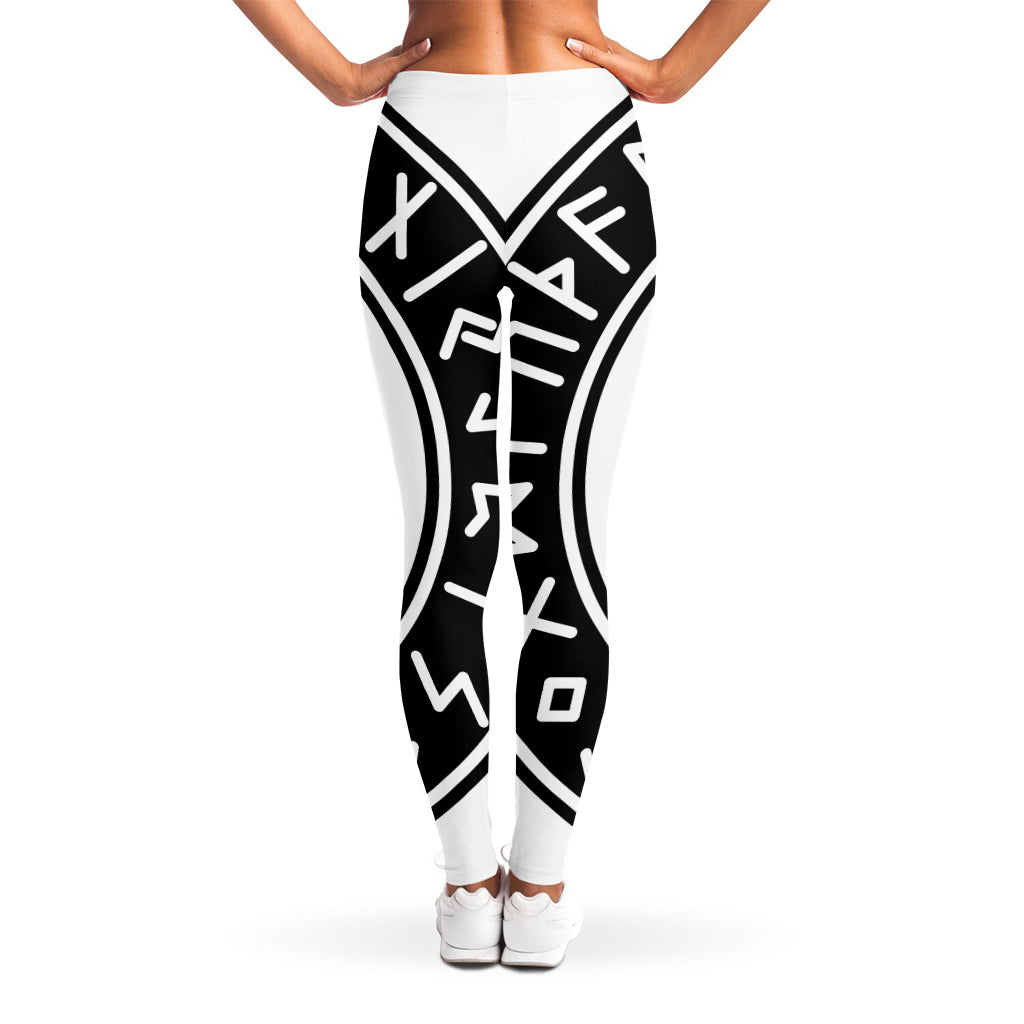 Black And White Mjolnir Print Women's Leggings