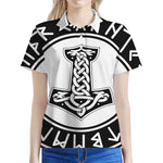 Black And White Mjolnir Print Women's Polo Shirt
